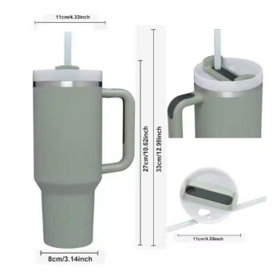 Hot Sale 2025 Custom Vacuum Stainless Steel Cup 40 oz Tumbler with Handle and Straw Travel Mug 40oz 