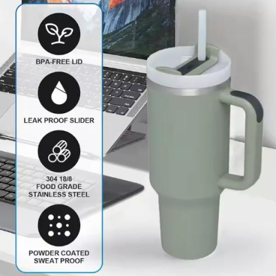 Hot Sale 2025 Custom Vacuum Stainless Steel Cup 40 oz Tumbler with Handle and Straw Travel Mug 40oz