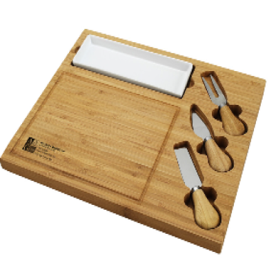 Wholesale Cheese Plate Cheese Board Set With Stainless Steel Knives Charcuterie Platter With Utensils Set Bamboo Cheese Board 