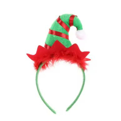 Fun Elf Hat Headband Kids Red Green Christmas Party Hair Accessory Customizable Size Fabric Material Popular House Bags 50pcs 