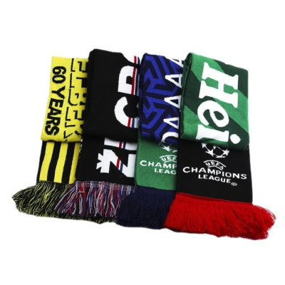 Custom Sport Fans Jacquard Knitted Scarf Football Club Supporter Football Team Neck Fan Cheering Scarf Club Scarves 