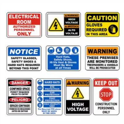 OEM Customized Caution Danger High Voltage Electrical Hazard Safety Warning Signs Signage Symbol Board 