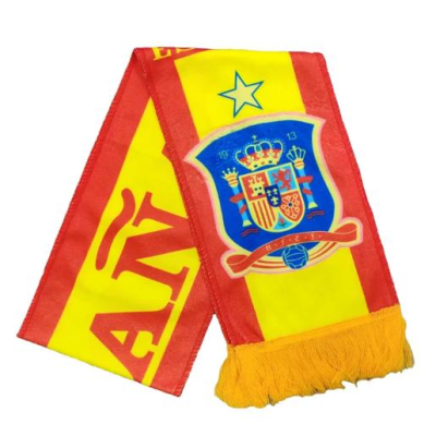 Custom Factory Price Best Selling Satin Polyester Football Teams Country Flag Scarf with Match Cheering 