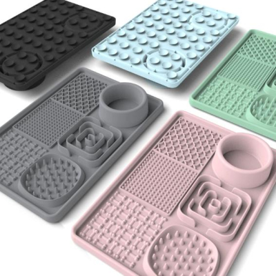 Silicone 6 in 1 Pet Dog Slow Feeder Mat Food Eating Slow Bowl Mat With Anti Slip Base for Dog Cat Health Rectangle Square Feeder