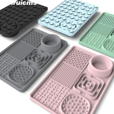 Silicone 6 in 1 Pet Dog Slow Feeder Mat Food Eating Slow Bowl Mat With Anti Slip Base for Dog Cat Health Rectangle Square Feeder 