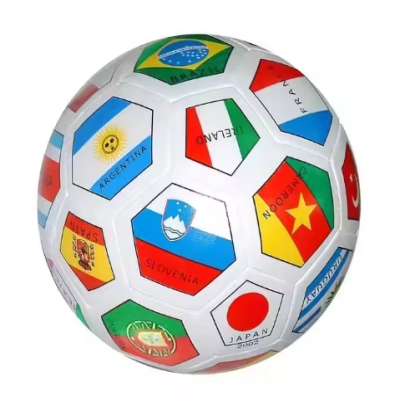 Flag Soccer Ball Size 2 Rubber Bladder PVC Football Ball Promotional Customized Logo Mini Soccer Football Ball for Kids Playing 