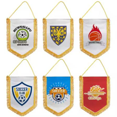 Manufacturer Football Club Pennant Football Team Exchange Gift Flag Hanging Satin Custom Small Pennant Flag 