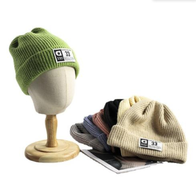 OEM 2025 High Quality Customized Winter Beanie Cap Solid Color 3D Embroidery Knitted Hat Flanging Adult Plush Hot Selling Beach 