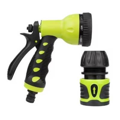Customized 9 Patterns Plastic Handheld Adjustable Watering Irrigation Hose Reel Hose Nozzle Jet Spray Gun Set for Agriculture 