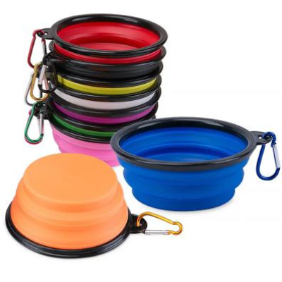 Wholesale 450ML Portable Travel Pet Water Feeding Bowl Foldable Collapsible Silicone Dog Bowl for Traveling Walking 
