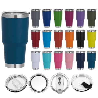 Wholesale Custom Logo 30 oz Double Wall Stainless Steel Matte Color Travel Mug Vacuum Insulated Yeticool Tumbler Cups in Bulk 