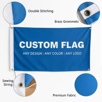 Custom Free Design Sublimation Polyester Banners Digital Printed Blank Logo Outdoor Promotion Custom Flags