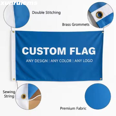 Custom Free Design Sublimation Polyester Banners Digital Printed Blank Logo Outdoor Promotion Custom Flags 