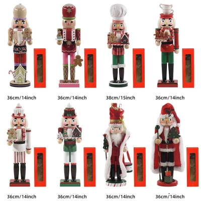Navidad Christmas Decoration Supplies Wooden Crafts Gingerbread Nutcracker Ornaments Gifts Christmas Wooden Nutcracker Soldier 
