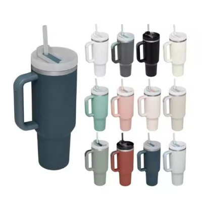 Hot Sale 2025 Custom Vacuum Stainless Steel Cup 40 oz Tumbler with Handle and Straw Travel Mug 40oz 