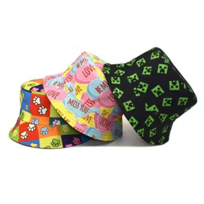 2025 Women Spring Autumn Arrival Printed Double-Sided Sun Hat Bucket Hat Hot Sale Anti-DDoS Bucket Hat 