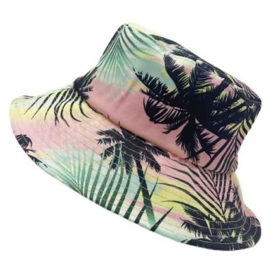Summer Coconut Palm Full Print Outdoor Reversible Beach Tropical Bucket Hat Wholesale 