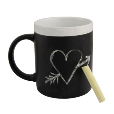 Customization Glaze Color Stoneware Blackboard Mug Unique 11oz Matt Black Ceramic Chalk Mug Cup You Can Write Any Words 