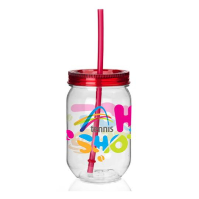 16oz Mason Colored Jar - Set of 4 Shatterproof and BPA-free Drinking Mug 