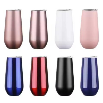 Gifts Insulated Double Wall Champagne Flutes 6oz 180ml Stemless Vacuum Stainless Steel Wine Tumbler for Women Girls Mom