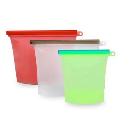 Eco-friendly Platinum Silicone Food Container Reusable Storage Bag Leakproof Seal Silicone Food Bags 