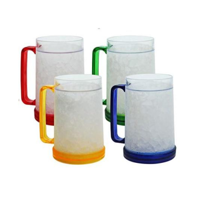 16oz. Double Wall Freezer Gel Frosty Mugs Disposable Plastic Cups with Capacities for Freezing Foods and Beverages 