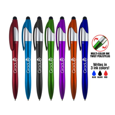Hot Sale Custom logo Javelin Stylus Pen Metallic Color Barrel Stylus Touch Ballpoint Pen for Promotion 