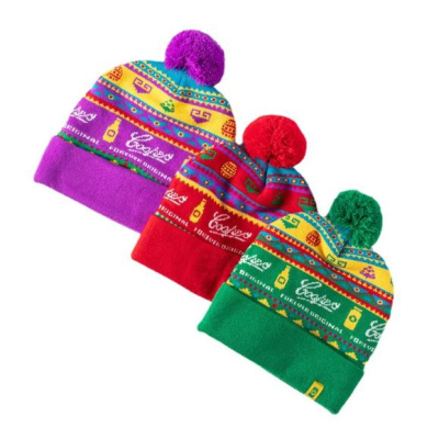 Autumn Winter Fashion Led Light Knitted Hat Cross-border Holiday Christmas Adult Fur Ball Warm Party Hat 