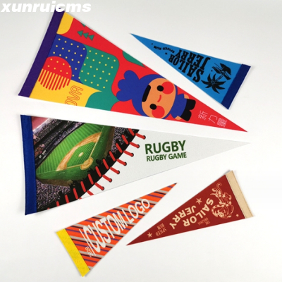 Wholesale Single Double Sided Sublimation Printing Personalized Vintage Pennant Flags 