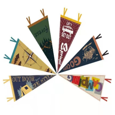 Wholesale Single Double Sided Sublimation Printing Personalized Vintage Pennant Flags 