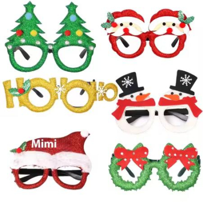 Kids Christmas Decorations Party Supplies Snowman Antlers Glasses Frames 