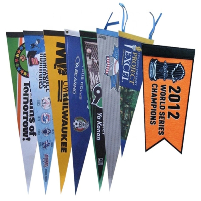 Wholesale Single Double Sided Sublimation Printing Personalized Vintage Pennant Flags 